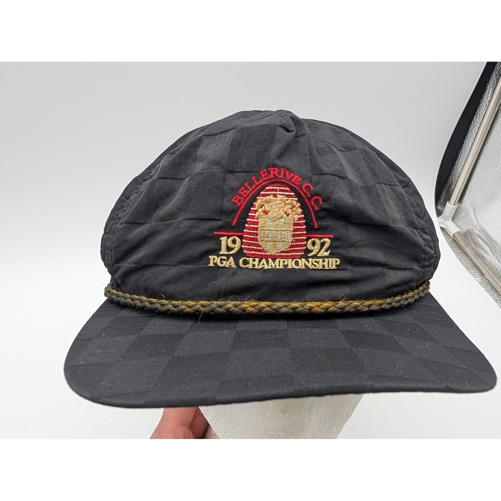 Vintage 1992 PGA Championship Bellerive CC Hat Imperial Headwear Black Checkered